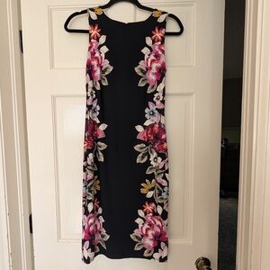 White House Black Market Black Floral Midi Dress
